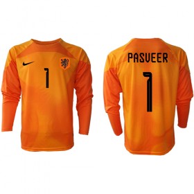 Camisetas Países Bajos Remko Pasveer 1 Segunda Portero Copa Mundial 2022 Manga Larga - Hombre